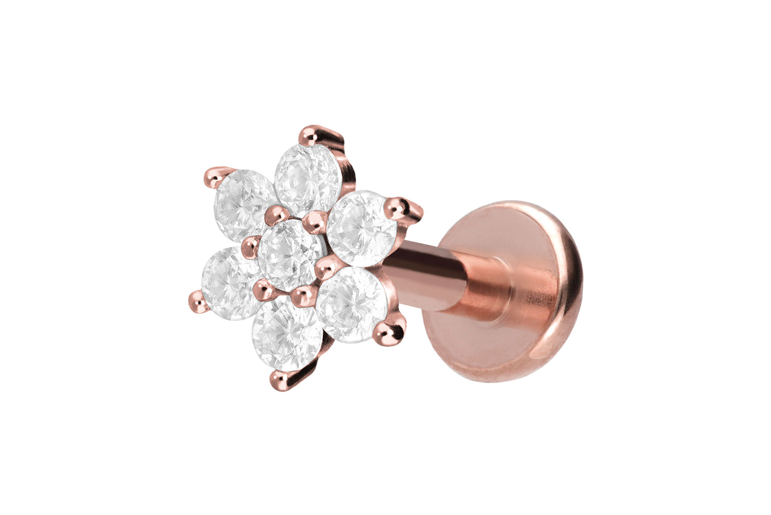 Titan Labret Piercing mit Innengewinde KRISTALLBLUME